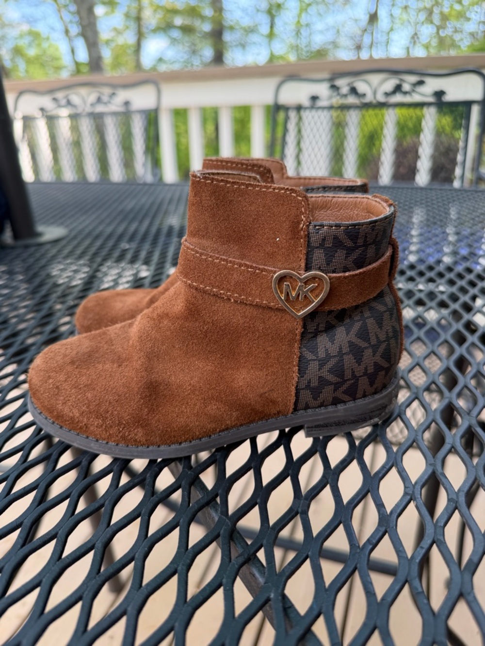 Michael Kors Brown Suede & MK Logo Kids Ankle Boots